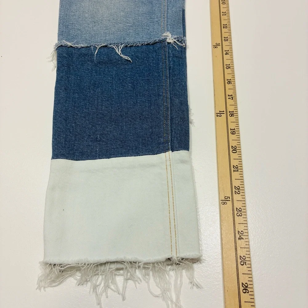 La vie Rebecca Tylor Patchwork Jeans Women Size 25 Straight‎ Leg Hight Waist